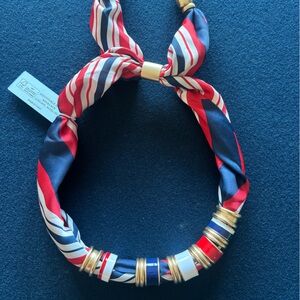 Piper adjustable Scarf Necklace ❤️🤍💙Red white & Blue Stripes with metal accents
